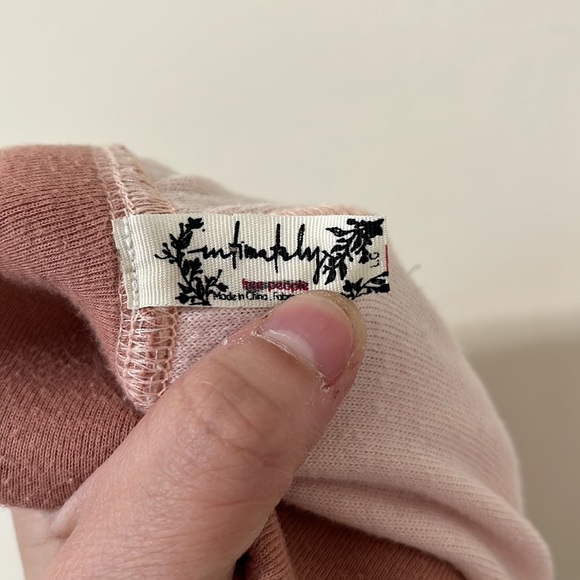 Free People Intimately Terry Cloth High Rise Pink Cream Brown Jogger Pants Sz L - Picture 8 of 8